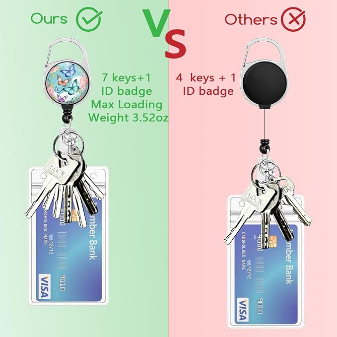 GIANCOMICS ID Badge Holder with Breakaway Lanyard, Cute Butterfly Lanyards for ID Badges ID Card Holder, Retractable Badge Reel Clips Heavy Duty Keychain Badge Lanyard, Teacher Nurse Work Office Gifts