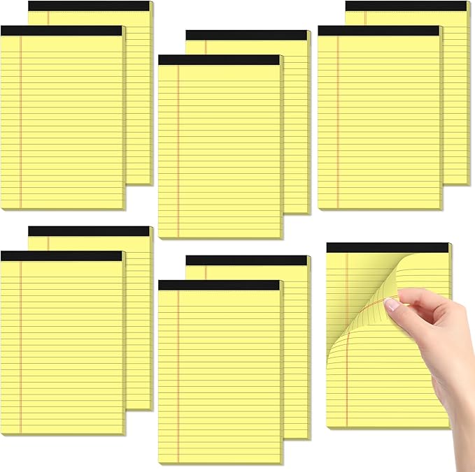 Small Legal Pads 5x8 Yellow 10 Pack Small Note Pads 5x8 College Ruled Yellow Notepads 80 GSM Lined Pads of Paper Notebook for Work Yellow Small Tablets Paper 5x8 Narrow Ruled Legal Pad 30 Sheets/Pad