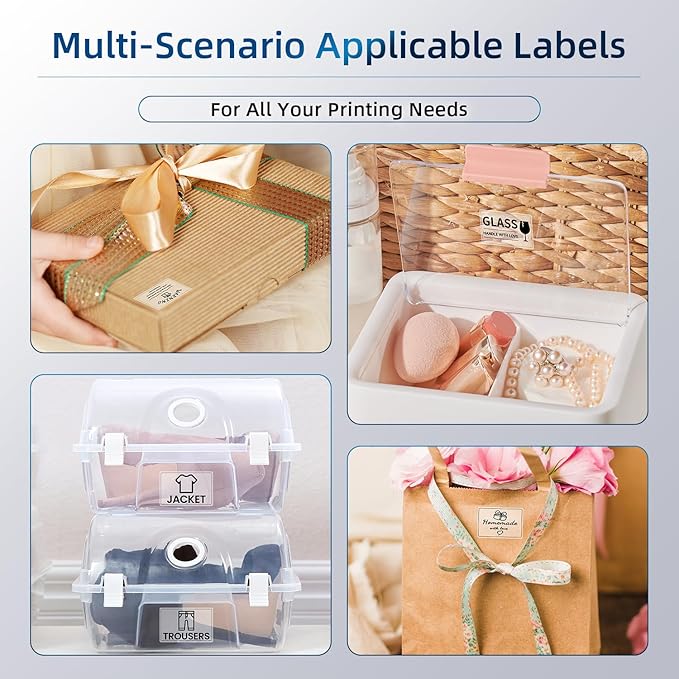 Transparent Thermal Label Paper, Round Multi-Purpose Label for Phomemo M110/M220/M120/M150/M250/M221 Label Printer, Self-Adhesive Thermal Printer Paper, 1.57"x1.18"(40x30mm) 180 Labels/Roll, Clear