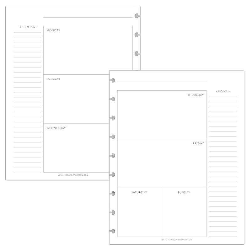 BetterNote Horizontal Undated Calendar Refill Pages for Disc Notebook, fits The Happy Planner, Discbound Levenger Circa, Staples Arc, TUL (Classic- 12 months, 9-Disc, 7"x9.25")