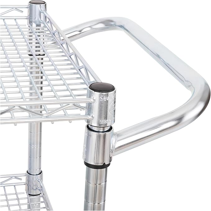 Seville Classics UltraDurable NSF Commercial Heavy Duty Metal Rolling Utility Cart, w/ Steel Shelves, Handle Bar for Restaurant, Garage, Warehouse, Kitchen, Office, Top Shelf (36"W x 18"D)