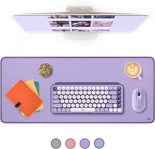 Logitech Desk Mat - Studio Series, Multifunctional Large Desk Pad, Extended Mouse Mat, Office Desk Protector with Anti-slip Base, Spill-resistant Durable Design, in Lavender