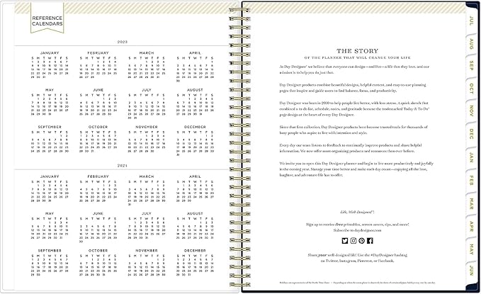 Blue Sky Day Designer for 2023-2024 Academic Year Weekly and Monthly Planner, 8.5' x 11', Flexible Cover, Wirebound, Peyton Navy (107924-A24)