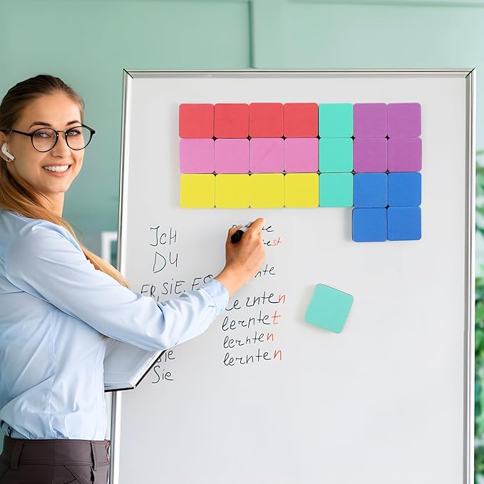 MaxGear 48 Pack Dry Erase Erasers, Magnetic Whiteboard Dry Erasers for Classroom, Mini Whiteboard Cleaning Pads, Chalkboard Wiper Teacher Supplies for School, Office, Home （6 Color Set, 2 x 2 Inch