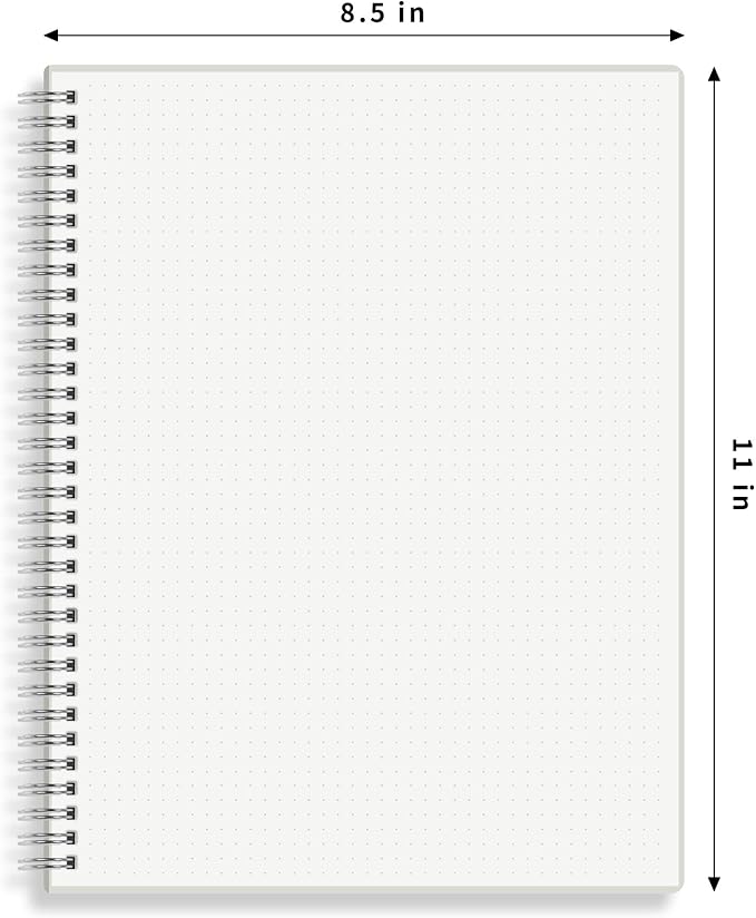 Large Dot Grid Spiral Notebook, 8.5" x 11", Premium 100gsm Ivory White Paper, Sturdy See-Through Cover, 128 Dotted Pages per Notebook(2 Pack) for Home, School, Office, Artist Writing/Drawing
