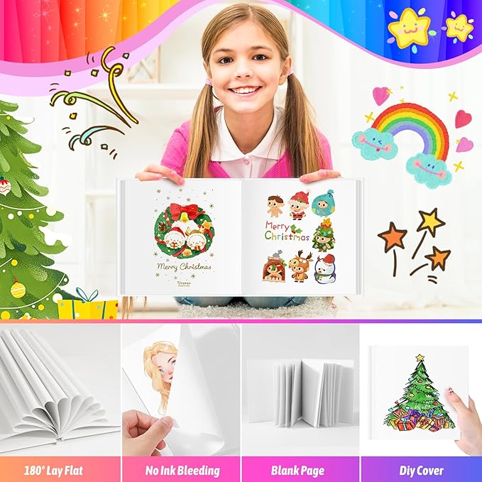 Easter Basket Stuffers, Easter Gift Essentials for Teens, 6 Pack Blank Journal Page Make Your Own Book for Kids, 40 Pages 5.2x5.2'' Mini Blank Hardcover Books for Father Wedding Activity Guestbook