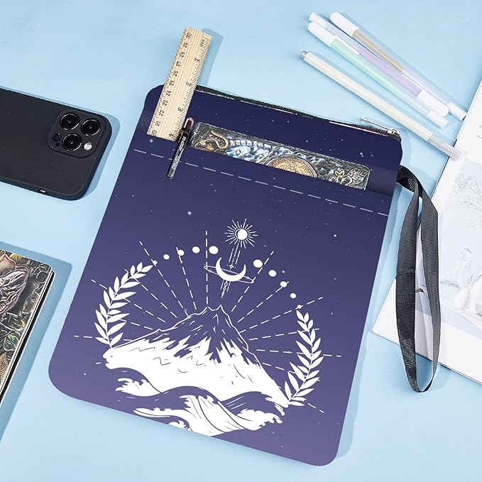 CRASPIRE Mountain Book Sleeve Moon Phase Book Protector Book Covers for Paperbacks Washable Fabric Cloth Book Cover with Zipper and Extra Sleeve Pocket for Book Lovers Classmate Gifts