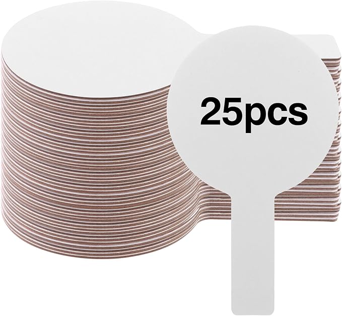 25 Pieces Dry Erase Answer Paddles Handheld Double Sided Paddles Mini White Boards Small White Board Dry Erase Signs Auction Paddles for Students Classroom Voting Games