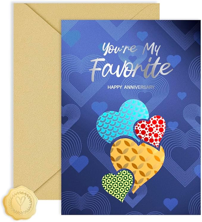 Anniversary Card to Husband Wife, Happy Anniversary for Him Her Couple, Premium Specialty Paper with Silver Foil Accents and a Textured Frosted Finish