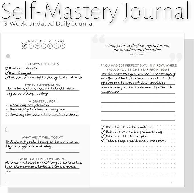 Self-Mastery Journal for Men - Gratitude Journal – 5 Minute Journal - Reflection Manifestation Journal for Mindfulness – Goal/Guided Gratitude Journal for Women & Men (Cream, Self Care Journal)