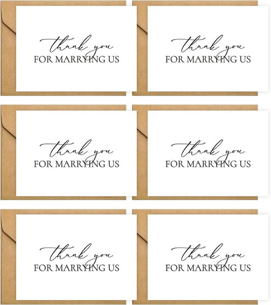 6 Pieces Wedding Day Card, Thank You for Marrying Us, Thank You Card for Officiant, Priest, Minister, Judge, Pastor Gifts.（Thank You - 6cards A）