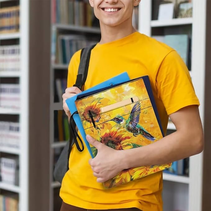 COEQINE Sunflower Birds Book Covers for Women Men Portable Washable Book Sleeves for Book Lover Back of School Large Capacity Yellow Cute Animal Book Pouch