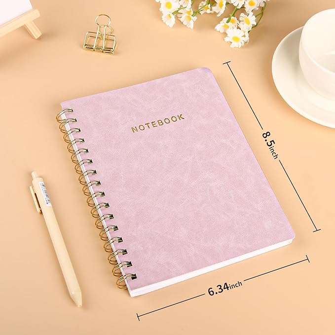 Spiral Notebook College Ruled Soft Cover Suede Aesthetic Note book 160 Pages 8.5" x 6.34" For Work Note taking,Journals For Writing School Office With Double-Sided Pocket,100GSM Thick Paper