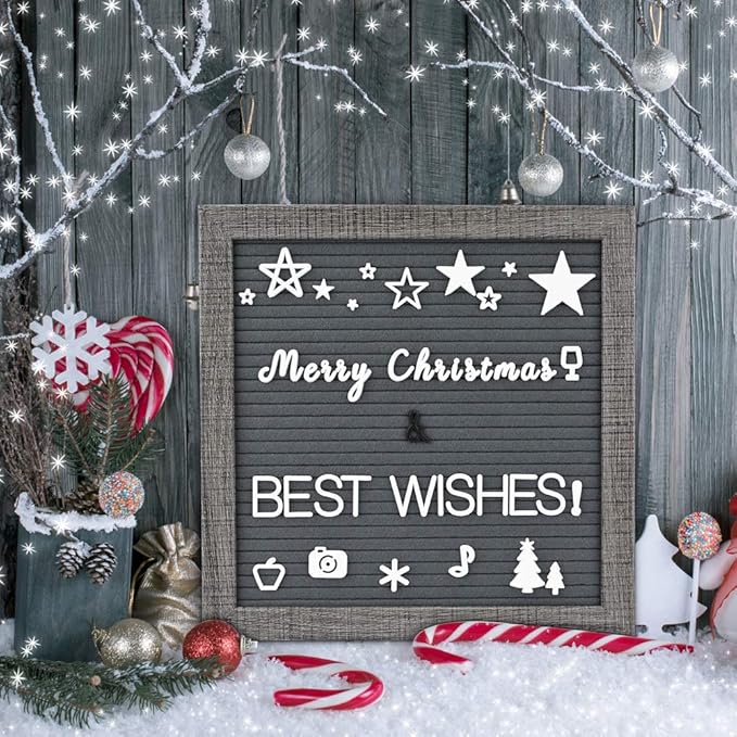 Grey Felt Letter Board - 10x10 Inch, Pre Cut 725 Letters, First Day of School, Classroom Decor, Baby Announcements