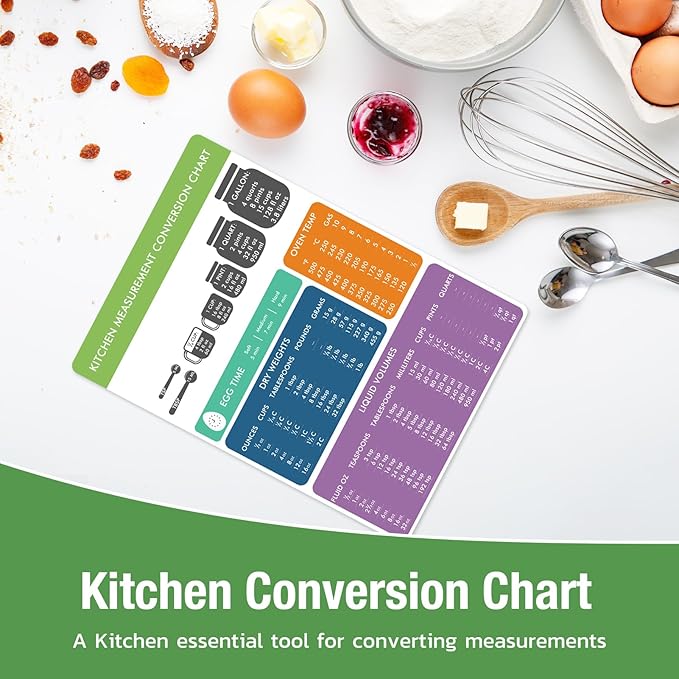 Magnetic Dry Erase Board: Small Fridge Whiteboard, Flexible Refrigerator Magnet White Board, Blank Writing Note Sheet with Kitchen Conversion Chart Magnet, 4 Markers & Eraser - 20 x 13