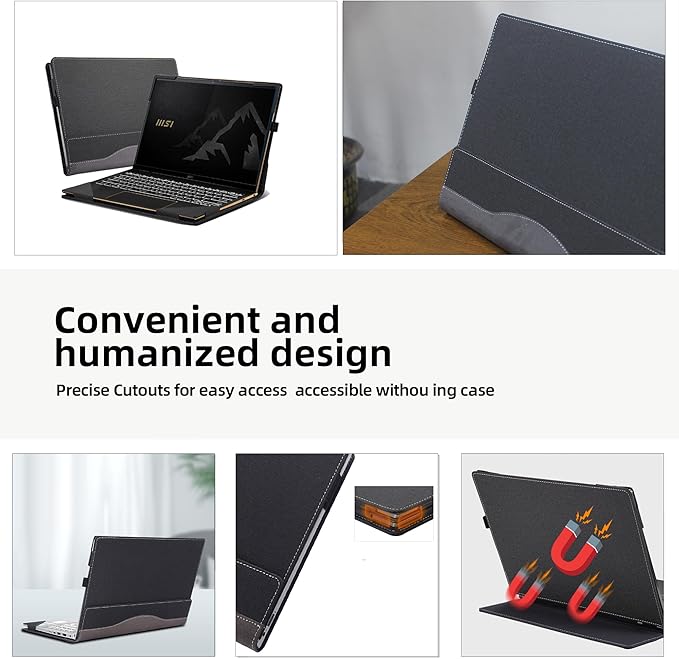 Laptop Cover for MSI Summit E13 Flip Evo Professional Laptop A11MT-022 /Summit E13 Flip Evo A12M / E13 FlipEvo A13MT 13" PU Leather Inside Pocket Cover (Gray)