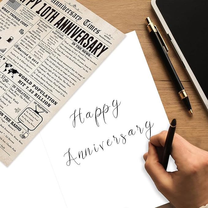 Jumbo 10th Anniversary Card for Him Her, Big 10 Year Anniversary Card Gift for Wife Husband, Romantic Tin Anniversary Card for Couple, Romantic Decennial Gifts