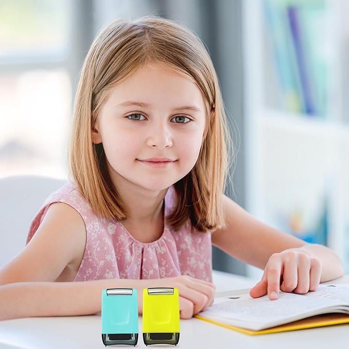 Sherr 2 Handwriting Line Stamp Roller Dashed Handwriting Lines Practice Roller Stamp for Kids, Teachers Kindergarten Education Classroom Back to School Need(2.72 x 2.44 x 1.54 Inch,Green,Light Blue)