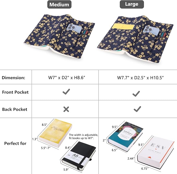 Book Covers - Fabric Dust Jackets for Books - Book Protector for Book Lovers - Book Covers for for Paperbacks,Hardcover,Bibles - Soft Cover Book Sleeve for AA Books