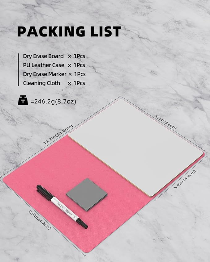 Small Dry Erase Board with Stand for Desk, Portable Reusable Desktop Notepad, 9.5 * 6.6in Memo White Board,Office Home Supplies Desk Accessories MH770 (Rose)