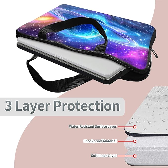 Laptop Sleeve Case Bag 15 inch, Cosmic Planet Slim Carrying Case Durable Handbag Travel Laptop Bag for 15 inch MacBook Air M3/M2/15 Pro/Surface Laptop 7/6/5/4/3/ Dell XPS 15 Plus