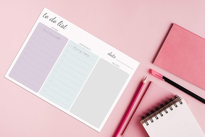 Large Work Home to Do List Sticky Notes, 8x6 inches by DAILY RITMO (Pastel)