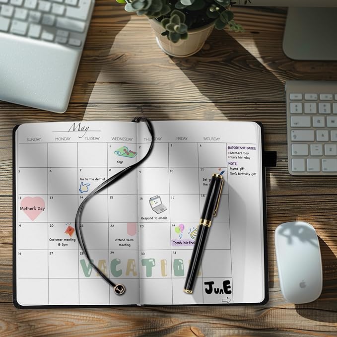 Undated Weekly and Monthly Planner, Cofullsky Weekly To Do List Planner Notebook with Unique Lettering Ribbon A5 Size Personalized Present Suitable for Women Men Teachers Kids (Letter G)