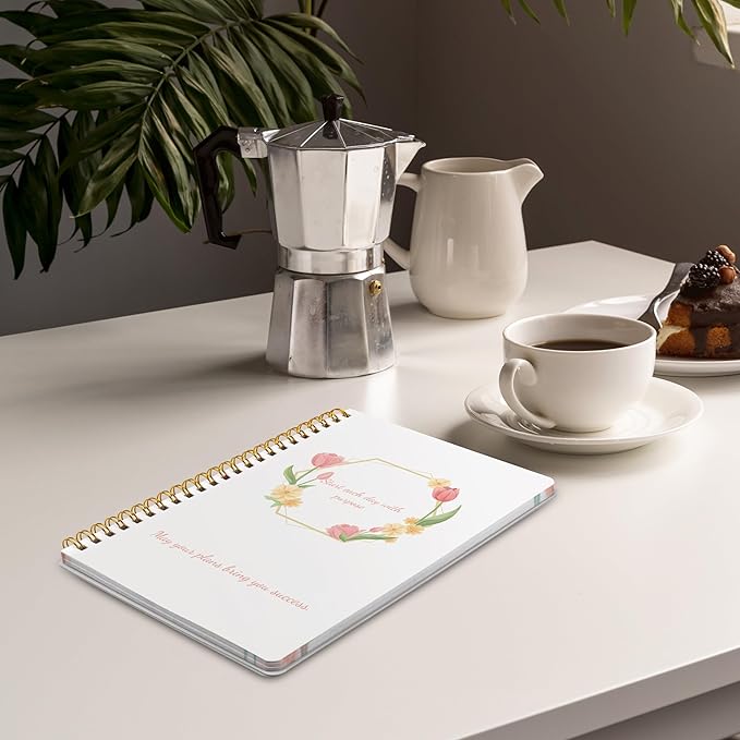 KMQOY Weekly Planner - Undated 52-Week To Do List Notebook with Habit Tracker Spiral Weekly Planner Notebook for Weekly Goals/Work Planner, 5.8" * 8" - pink flower