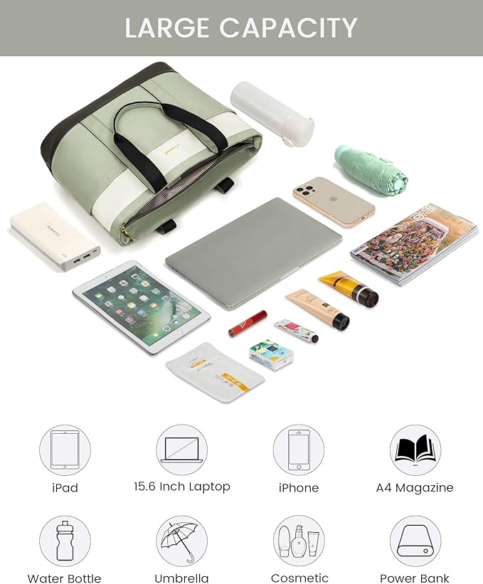 LOVEVOOK Tote Bag for Women，Lightweight Work Bag for Teacher, 15.6 Inch Laptop Bag，Large Shoulder Bag