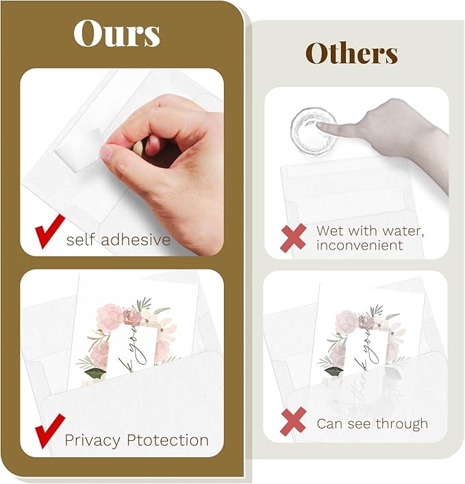 Goefun Blank White Cards and Envelopes 5.5 x 4.25 Folded Cardstock and A2 Envelopes Self Seal 100 Pack for Invitations, Wedding, DIY Greeting Cards, Birthday & All Occasion