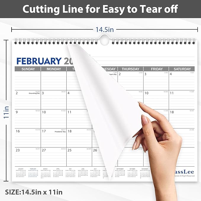 GuassLee 2025 Wall Calendar - 18 Months Hanging Calendar from Jan. 2025 to Jun. 2026, 14.5" x 11", with Notes for Easy Planning School Home Office