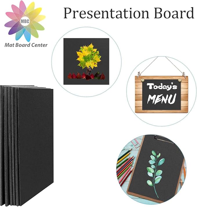 Mat Board Center, Pack of 10 Acid-Free Foam Boards, 9x12 inch Black Foam Boards, 3/16" Thick