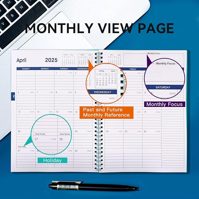 Cheneyboo Calendar Planner 2025 - January 2025-June 2026, Calendar Planner 2025-2026, 7.5"x10.2" Large Size Planner with Double Inner Pocket, 18 Month Calendar Planner