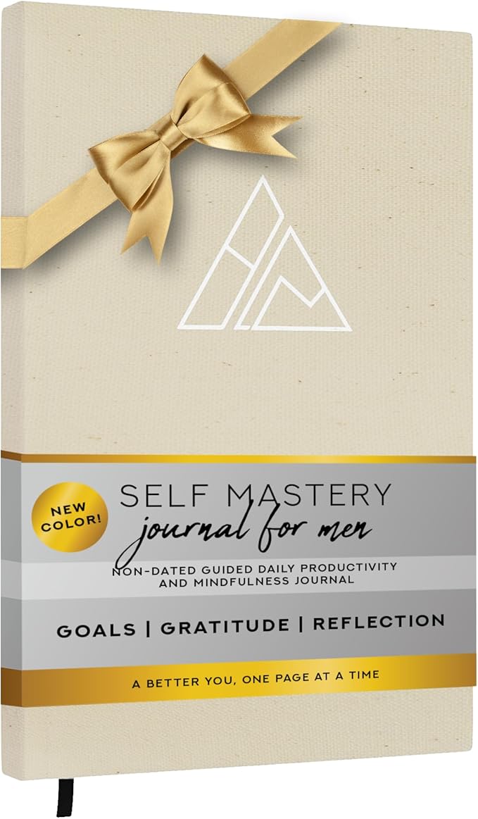 Self-Mastery Journal for Men - Gratitude Journal – 5 Minute Journal - Reflection Manifestation Journal for Mindfulness – Goal/Guided Gratitude Journal for Women & Men (Cream, Self Care Journal)