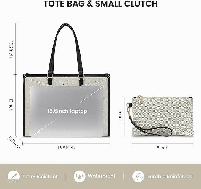 LOVEVOOK Laptop Bag for Women, 15.6 inch Laptop Tote Work Bag Cancas Casual Handbag for Travel Lightweight Shoulder Bag,Jacquard