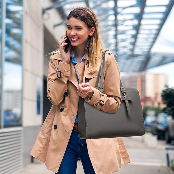 Keyli 4pc Sets Laptop Bag for Women Large Leather Laptop Briefcase with USB Charging Port Computer Shoulder tote Bags Purse