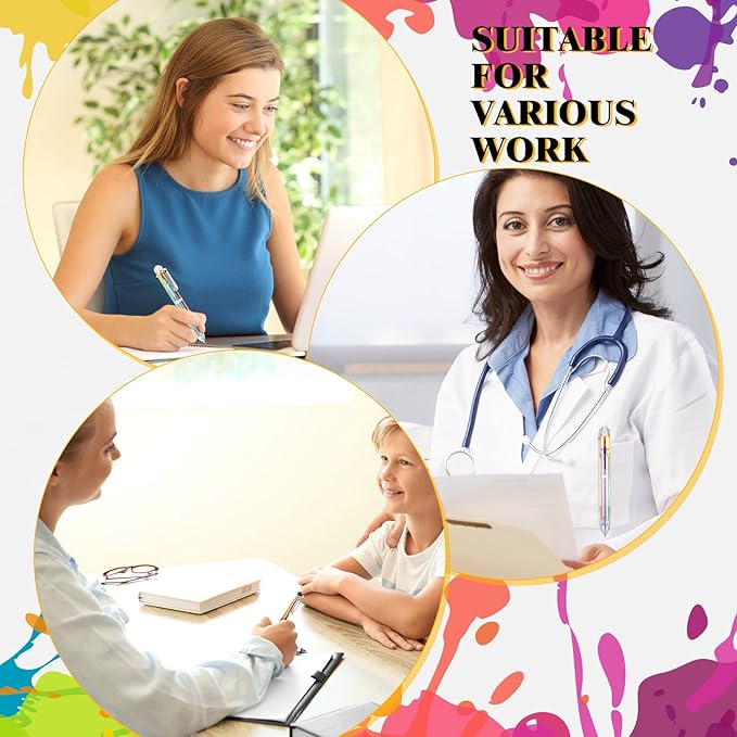 Handepo 60 Pcs 6 in 1 Multicolor Ballpoint Pen Bulk 0.5 mm 6 Color Retractable Ballpoint Pack Colorful Ink Rainbow Pen Supplies Party Favors for Office School Teacher Gift Carnival Reward