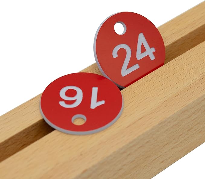 StayMax Plastic ID Number Tags Engraved Tags Key Tags Without Key Rings (1-100, Red)