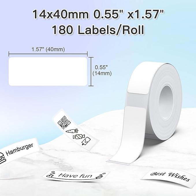 POLONO Genuine P31S Label Maker Tape, Adapted Label Print Paper, 14x40mm(0.55"x1.57"), Label Maker Tape Refill for Home/Office, Compatible with P31S Label Maker, 540 Labels/3 Roll, White