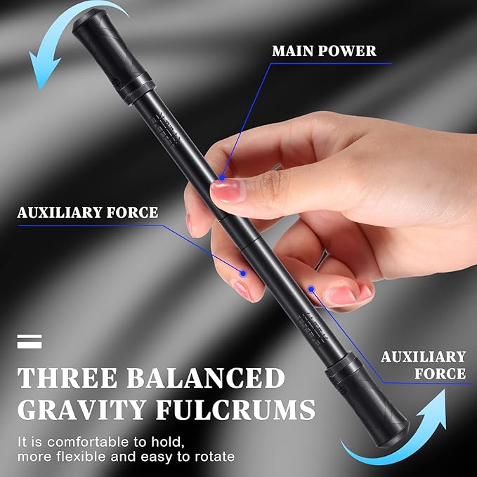 Outus 2 Pieces Spinning Pen Rolling Finger Rotating Gaming Trick Pen Mod with Tutorial No Refill Stress Releasing Brain Training Toys for Adults Office Supplies(Black)
