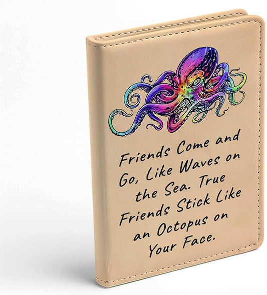 Friendship Gift Best Friends Leather Notebook Octopus Gift Leather Journal Notebook Christmas Birthday Gift for Friends Sister Brother (friends come)