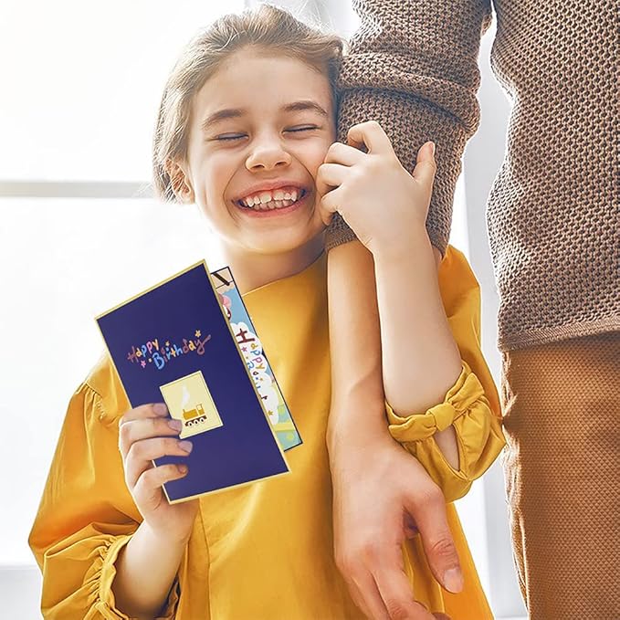 Happy Birthday Train Pop Up Card, 3D Cartoon Train Popup Birthday Gift Cards with Envelope for Father, Kids, Girls, Boys, Daughter, Son, Granddaughter, Grandson, Friend