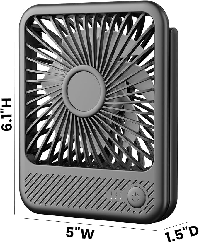Koonie USB Desk Fan, Strong Wind Ultra Quiet Small Personal Fan with 180° Tilt Folding and 3 Speeds Adjustable, USB-C Corded Powered Mini USB Fan for Office Desktop Bedroom, 5in