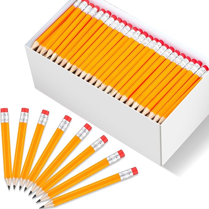 Chivao 288 Pieces Golf Mini Pencils Bulk with Eraser #2 HB Golf Short Pre Sharpened Pencils for Party Favors Office Supplies 4 Inch(Yellow)