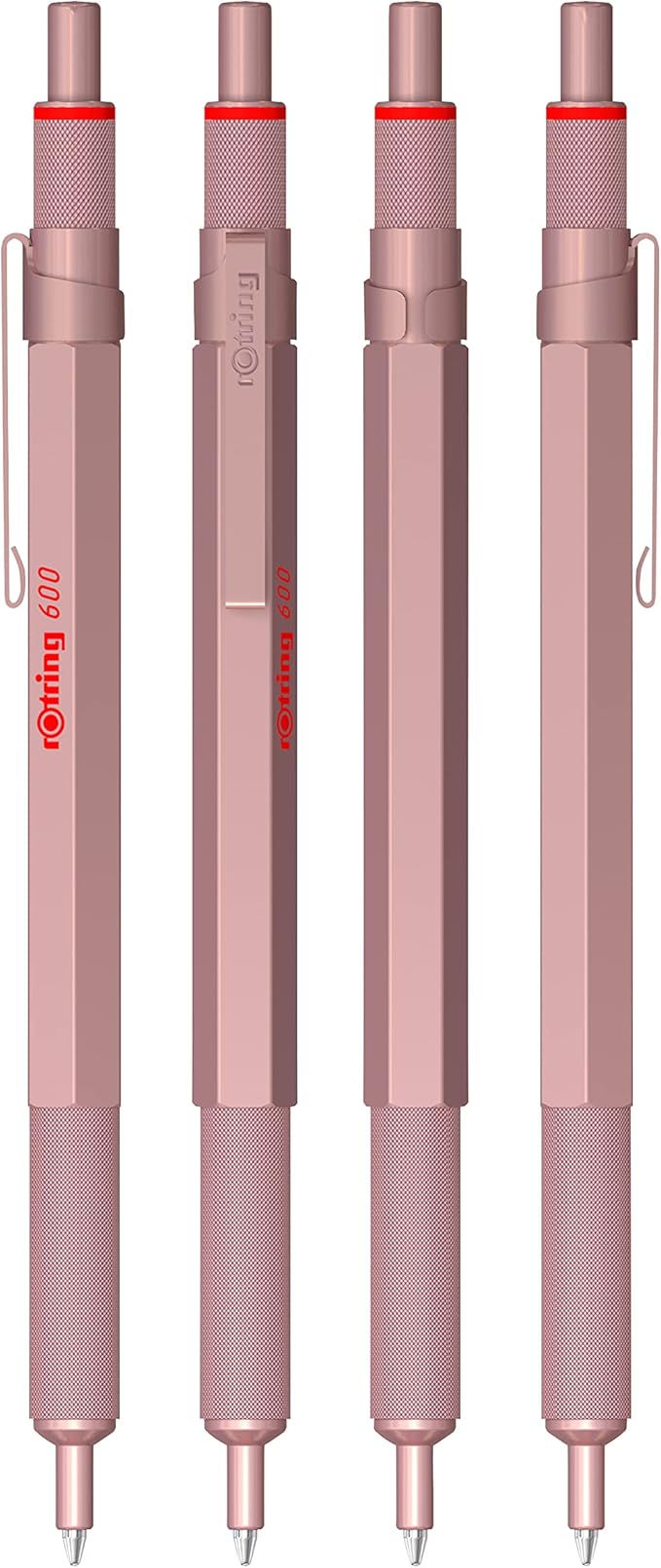 Rotring 600 Metallic Ballpoint Pen Medium Point Black Ink Rose Gold Barrel Refillable 1 Count