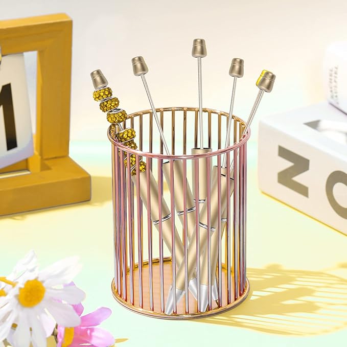 jiebor 30Pcs Gold Beadable Pens Plastic Bead Pen Black Ink Ballpoint Pens Diy Pens Cute Cool Pens for Teacher Bridal Graduation Gift Office Supplies