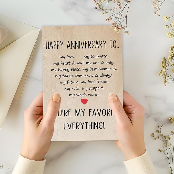 Happy Anniversary Card for Husband Wife, Sweet Wedding Anniversary Card for Couple, Romantic Anniversary Card Gift for Boyfriend Girlfriend