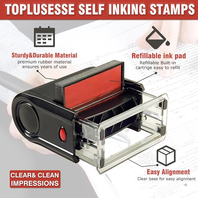 Non-MACHINABLE Stamp Self Inking Non Machinable Rubber Stamp Office Message Stamp Office Supplies- Red Ink One Line