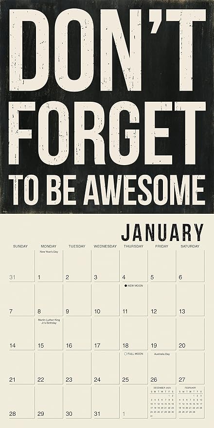 Words to Live By 2024 Mini Calendar — Primitives by Kathy, 7" x 7"