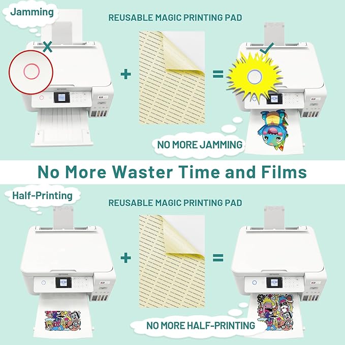 DTF Transfer Film, 50 Sheets 8.5"*11" DTF Paper with Smart Printing Pad for All Sublimation&DTF Printers,DTF Film for Sublimation Hack,Upgraded Premium Direct to Film for All Fabrics